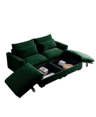 Streamdale Corduroy Two-Seater Sofa with Storage Footrest