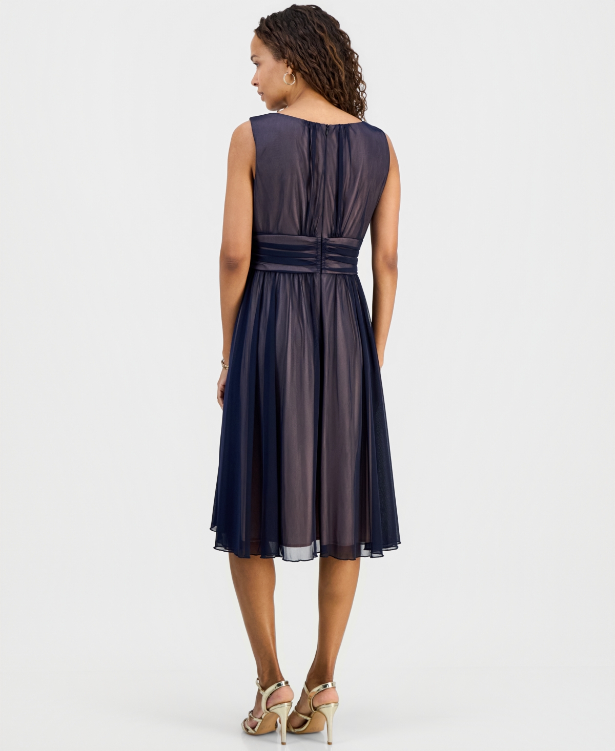Connected Petite Sleeveless Chiffon Midi Dress
