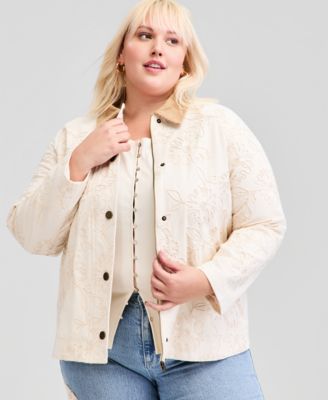 Trendy Plus Size Soutache Zip-Front Jacket