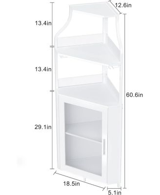 Farmhouse Wine Bar Corner Cabinet with Detachable Rack, Mesh Door, Glass Rack & Storage for Kitchen and Dining Room