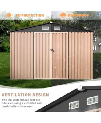 6x8x6.4FT Outdoor Storage Shed, Large Metal Garden Tool Shed with Lockable Doors & Air Vents for Backyard and Patio