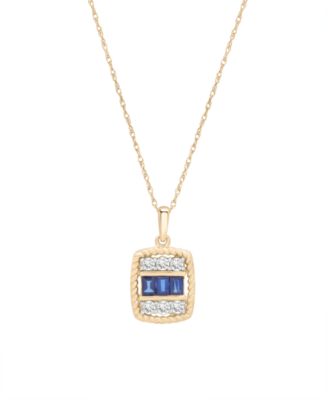 Blue Sapphire (1/4 ct. t.w.) and White Sapphire (1/4 ct. t.w.) Pendant Necklace in 14k Yellow Gold
