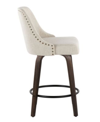 Fabric Studded Marcel Transitional Fixed-Height Counter Stool, Set of 2