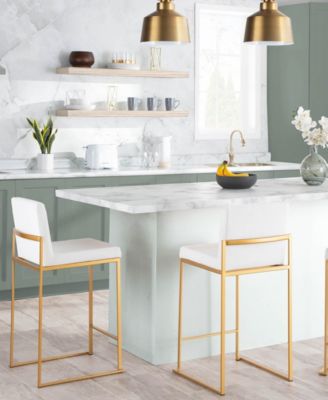 Fabric Fuji Contemporary High Back Counter Stool, Set of 3