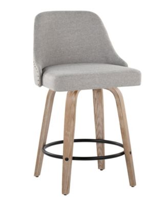 Fabric Studded Marcel Transitional Fixed-Height Counter Stool, Set of 2