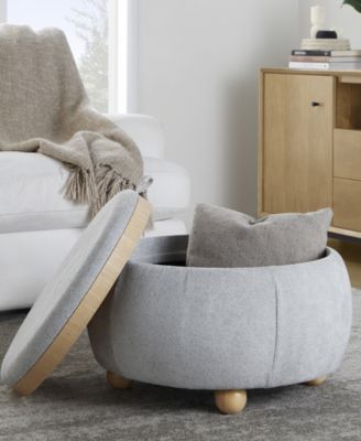 14.75" Fabric Tray Pouf Contemporary Storage Ottoman