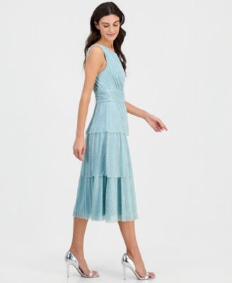 Women's Tiered Textured Sleeveless Midi Dress