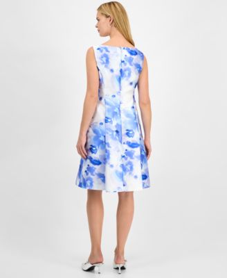 Women's Scoop-Neck Satin Pleated-Waist Dress