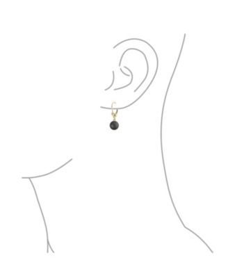 Classic Yellow Gold Grey Black White 8MM Round Freshwater Cultured Pearl Drop Ball Dangle Earrings Lever Back Women