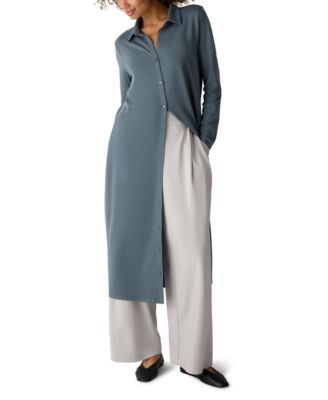 Women's Classic Collar Jersey Shirt Dress, Regular And Petites