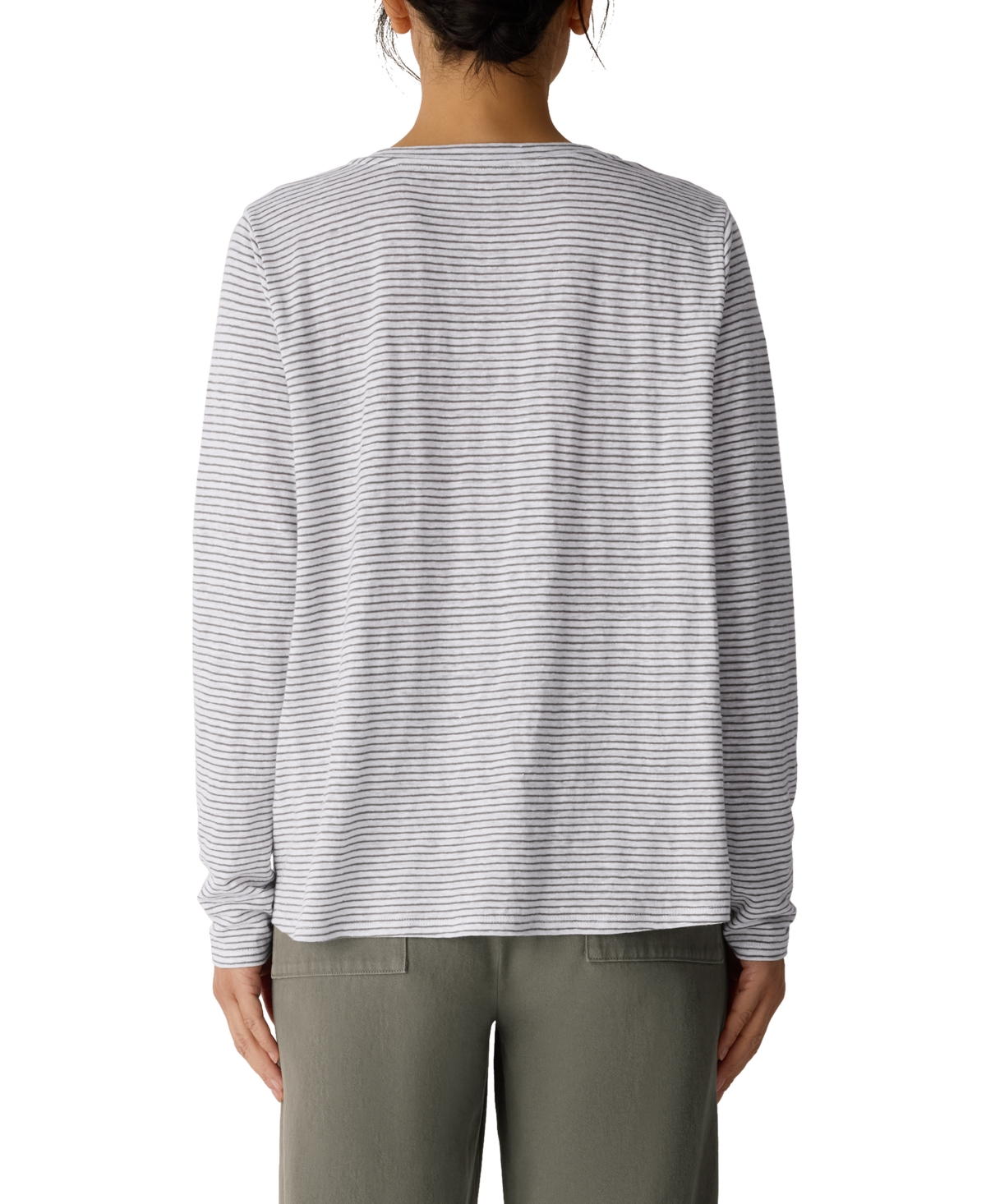 Eileen Fisher Women's Yarn-Dyed Stripe Crewneck T-Shirt, Regular And Petites