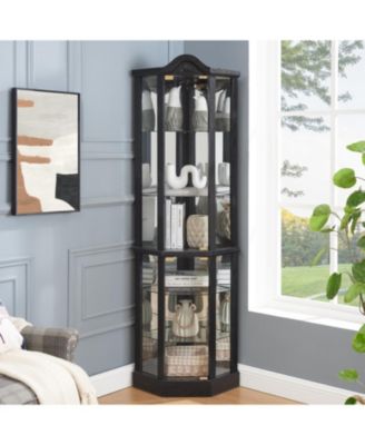 Lighted Corner Curio Cabinet - Black