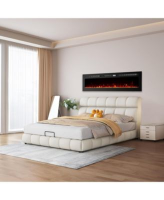 60" Recessed & Wall Mounted Electric Fireplace, Ultra-Thin, Remote, Timer, 12 Colors, 5 Speed, 750/1500W