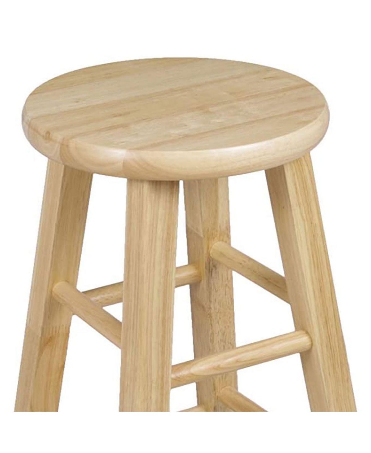 Pj Wood Classic Round-Seat 24" Tall Kitchen Counter Stools, Natural, Set of 2