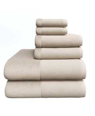 Cotton and Linen-Texture Border 6 Piece Towel Set