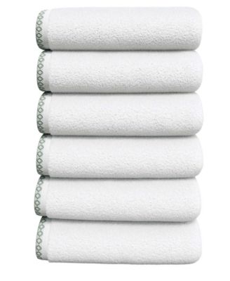 Quick-Dry Cotton Decorative Border 6 Pack Hand Towel Set