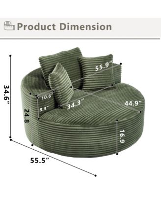 Round Sofa Bed with Memory Foam Sectional Couches for Living Room