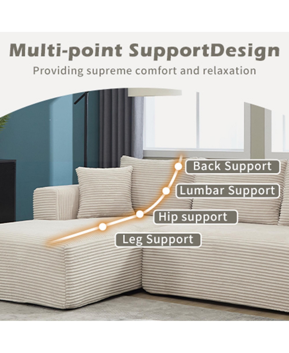 Boyel Living Modular Sectional Sofa Couches L-Shape Couch 3 Seat Memory Foam