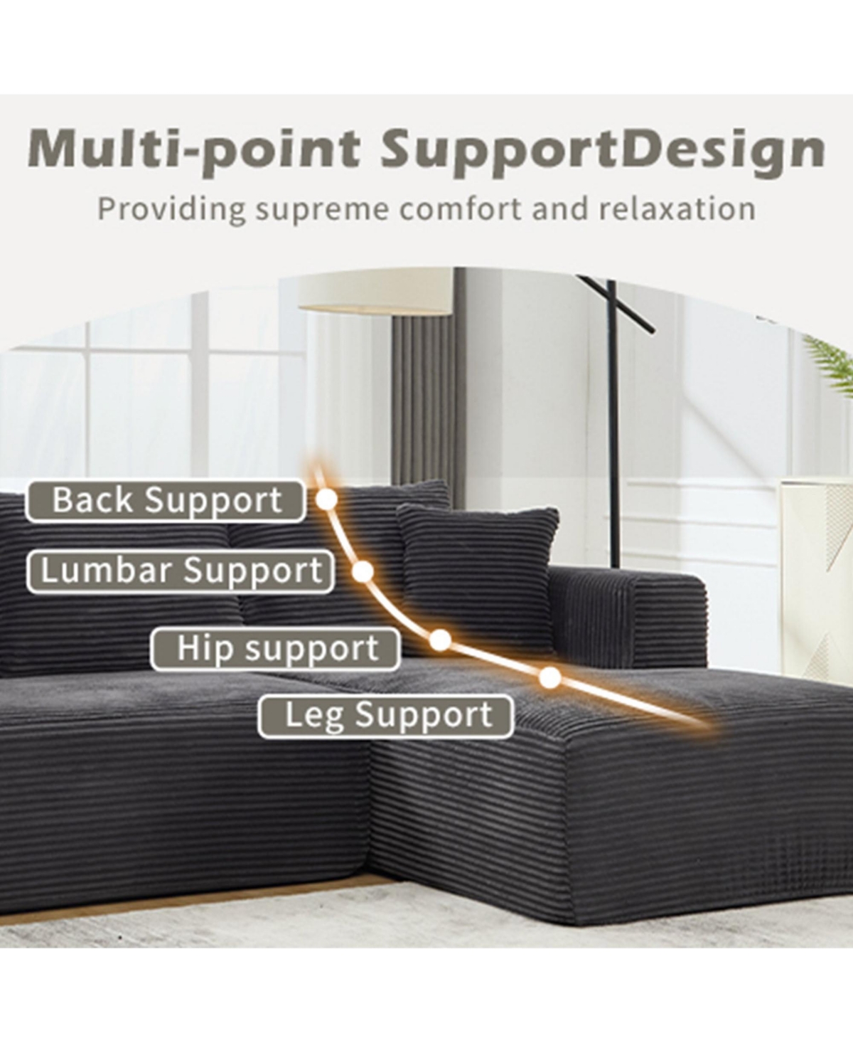 Boyel Living Modular Sectional Sofa Couches L-Shape Couch 3 Seat Memory Foam Couches, Cloud with Right Chaise.