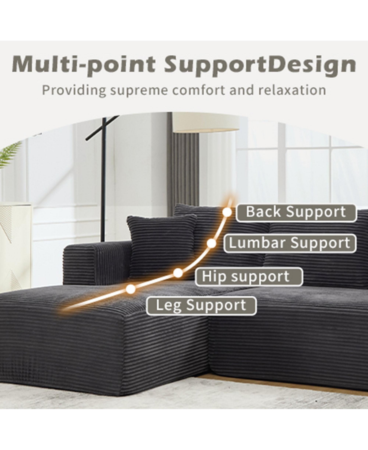 Boyel Living Modular Sectional Sofa Couches L-Shape Couch 3 Seat Memory Foam