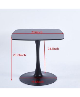 24 Inch Square Dining Table for 2-4 Person, Modern Small Dining Table with Sturdy Metal Pedestal Base