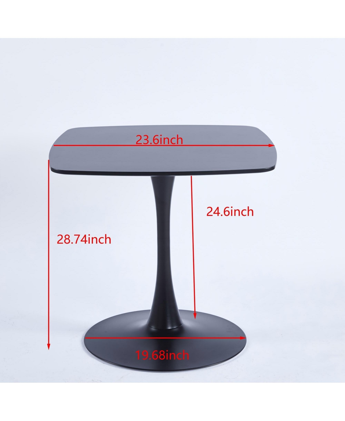 Boyel Living 24 Inch Square Dining Table for 2-4 Person, Modern Small with Sturdy Metal Pedestal Base