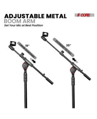Mic Stand 2Pcs Adjustable Microphone Stands Floor w 180° Rotating Telescoping Metal Boom Arm