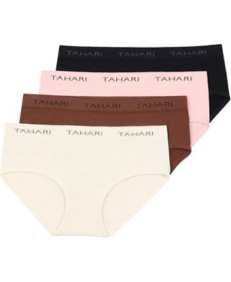 4-Pack Seamless Solid Color Hipsters with Logo Waistband