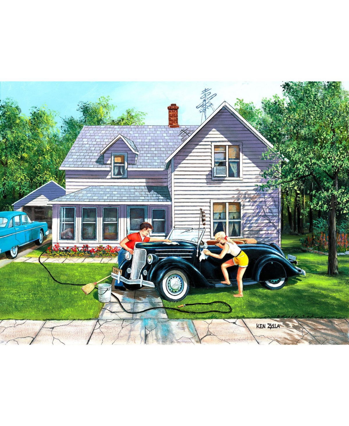 SunsOut Tender Loving Cars 500 piece Jigsaw Puzzle for Adults