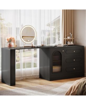 78-Inch Vanity Desk  3 Drawers, with Reversible Cabinet