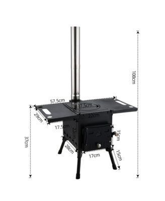 Portable Wood Stove with Top Warming Platform for Camping Cooking & Outdoor Heating