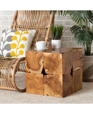 Eldora 17" Teak Root Rustic Transitional End Table