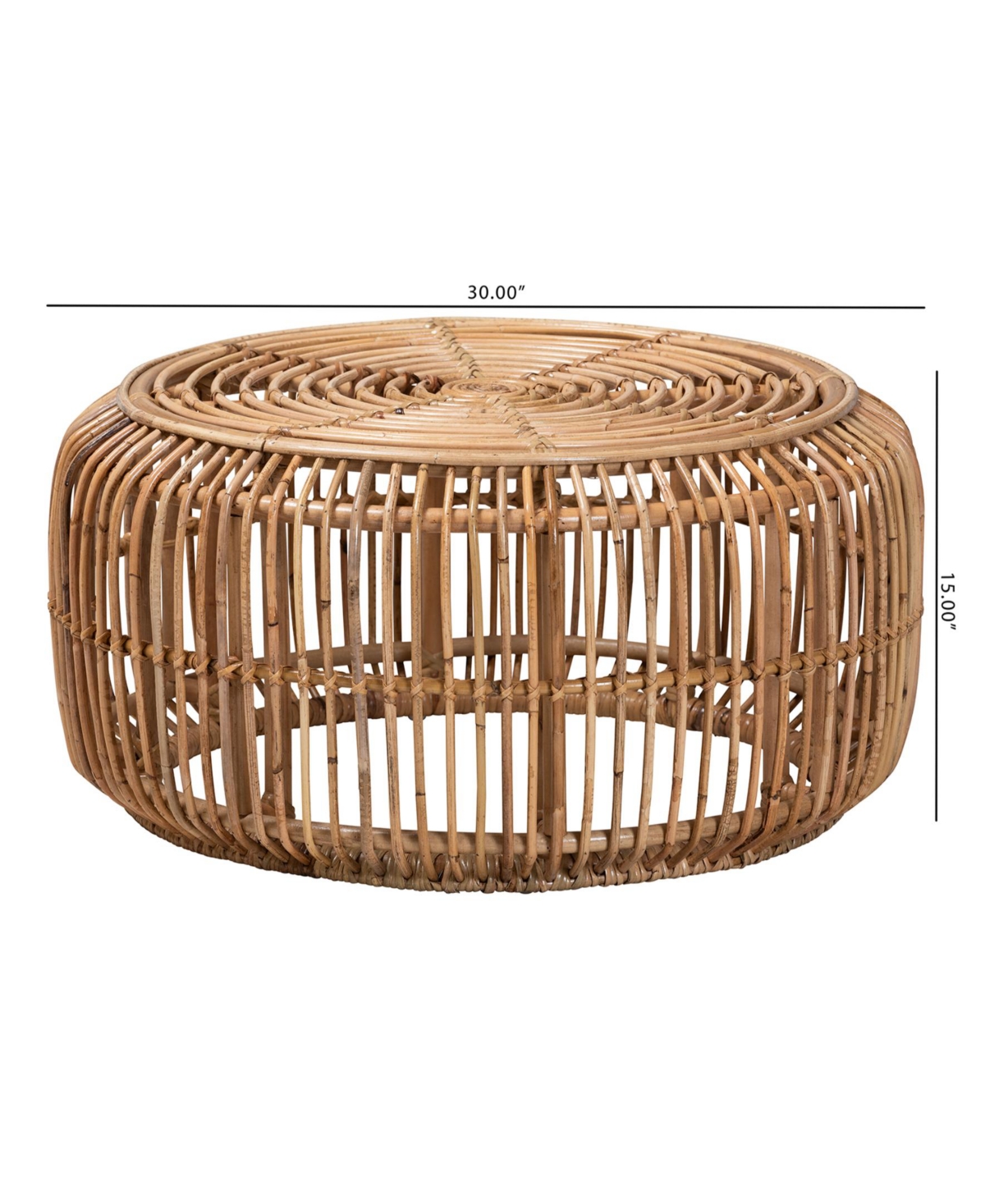 Furniture Aliane 30" Rattan Bohemian Coffee Table