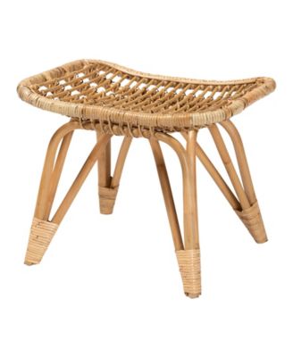 Earvin 18.9" Rattan Bohemian Footstool