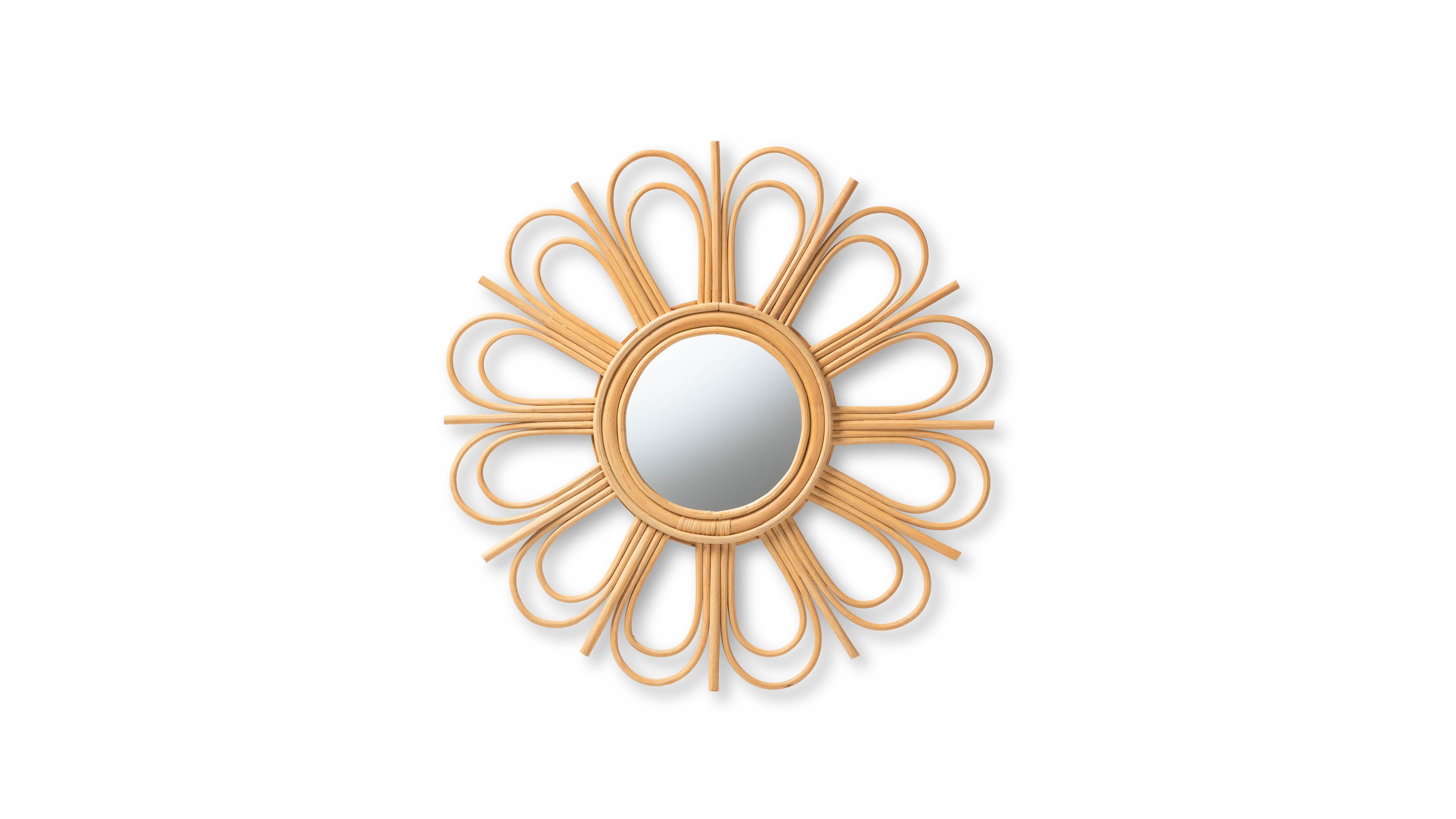 Furniture Sakura 23.2" Rattan Bohemian Accent Wall Mirror