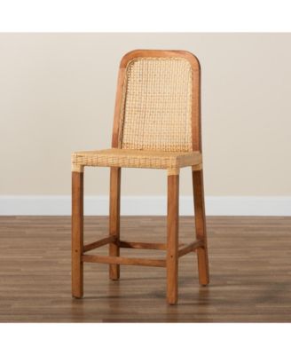 Caspia 20.25" Rattan Mid-Century Counter Stool