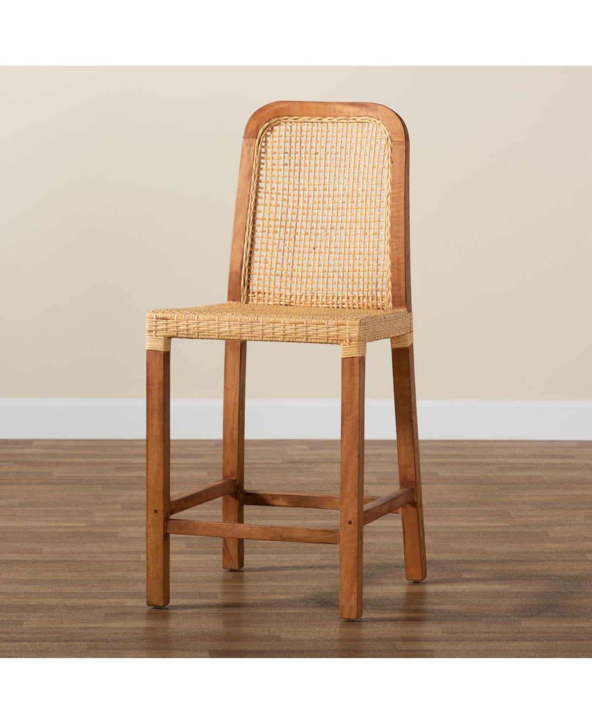 Furniture Caspia 20.25" Rattan Mid-Century Counter Stool