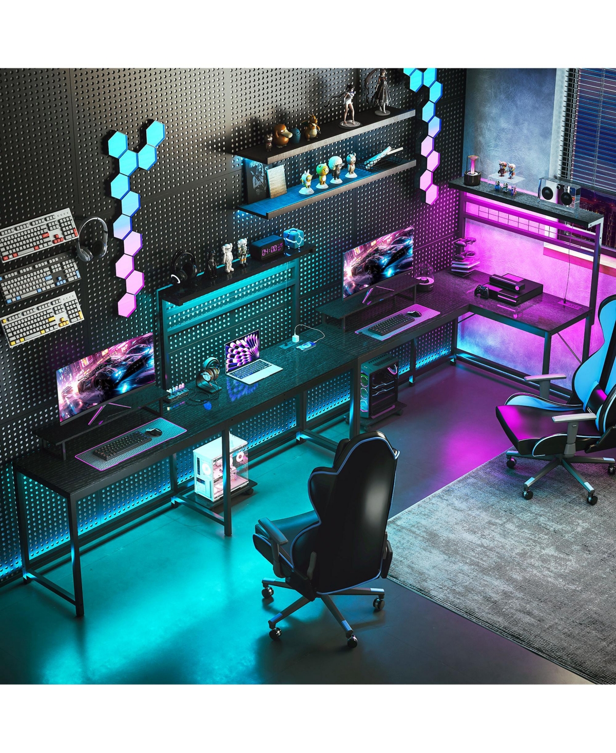 Homcom L Shaped Desk, Convertible Corner Desk for Small Space,