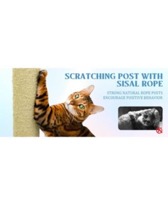 71" Blue Floral Cat Tree - Large Condo & Hammock