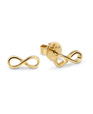 Infinity Stud Earrings in 14K Gold, approx. 1.5 grams.
