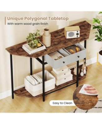 51" Console Table with 2 Drawers Open Storage Shelf 2-Tier Entryway Table