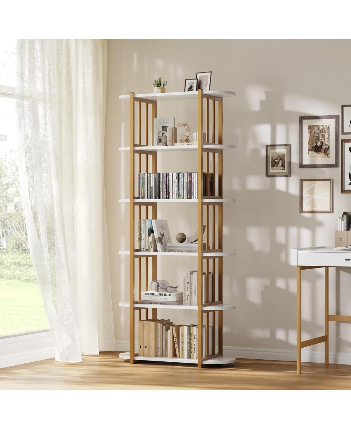 gaomon 6-Tier Wooden Bookshelf