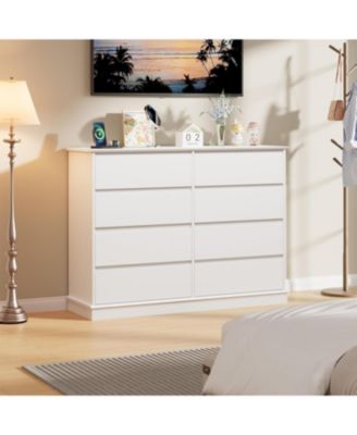 8-Drawer Dresser for Bedroom – Wide Oak Chest with Spacious Top, Modern Wooden Storage Organizer for Closet, Living Room, Hallway