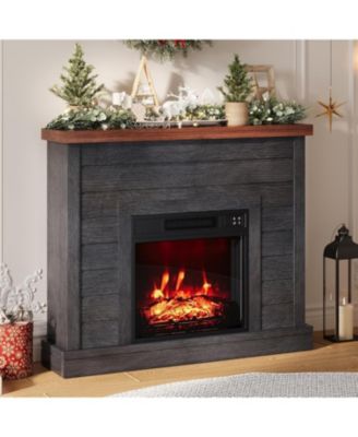 38" Fireplace Mantel with 19" Insert Heater, Adjustable Flame Brightness, Remote Control