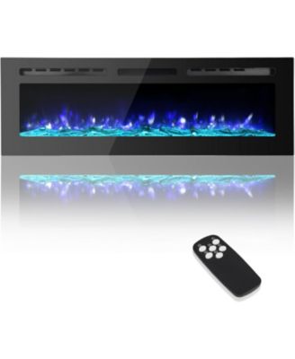 50" Wall Mounted & Recessed Electric Fireplace, Touch Screen, Remote, Custom Flame, Modern Slim Design