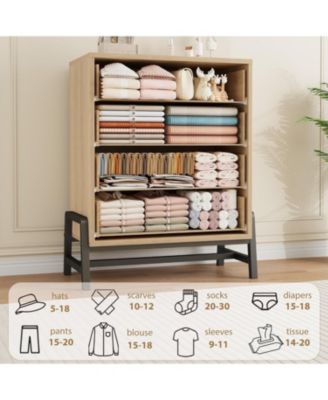 38.6" Tall 4-Drawer Freestanding Dresser, Wooden Storage Chest for Bedroom, Entryway & Living Room, Natural Oak