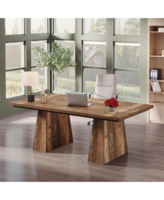 63-Inch Executive Desk, Large Office Computer Desk with Double Pedestal, Modern Simple Workstations