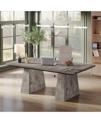 63-Inch Executive Desk, Large Office Computer Desk with Double Pedestal, Modern Simple Workstations