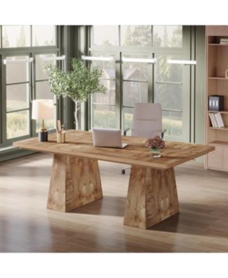 63-Inch Executive Desk, Large Office Computer Desk with Double Pedestal, Modern Simple Workstations