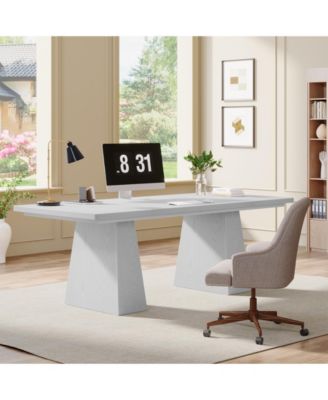 63-Inch Executive Desk, Large Office Computer Desk with Double Pedestal, Modern Simple Workstations